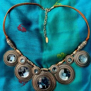 Gorgeous aqua blue glass and silver necklace